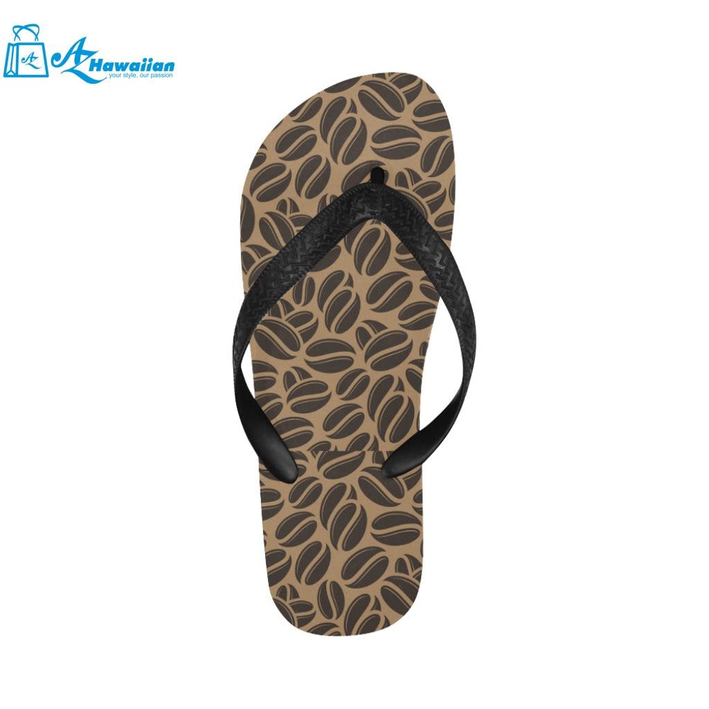 Coffee bean on brown background Unisex Flip Flops