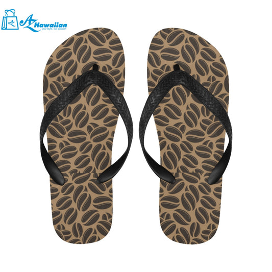 Coffee bean on brown background Unisex Flip Flops