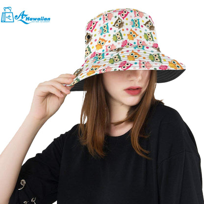 Color cute owl pattern Unisex Bucket Hat