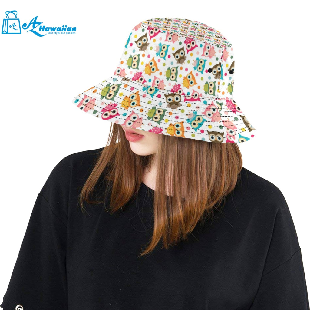 Color cute owl pattern Unisex Bucket Hat