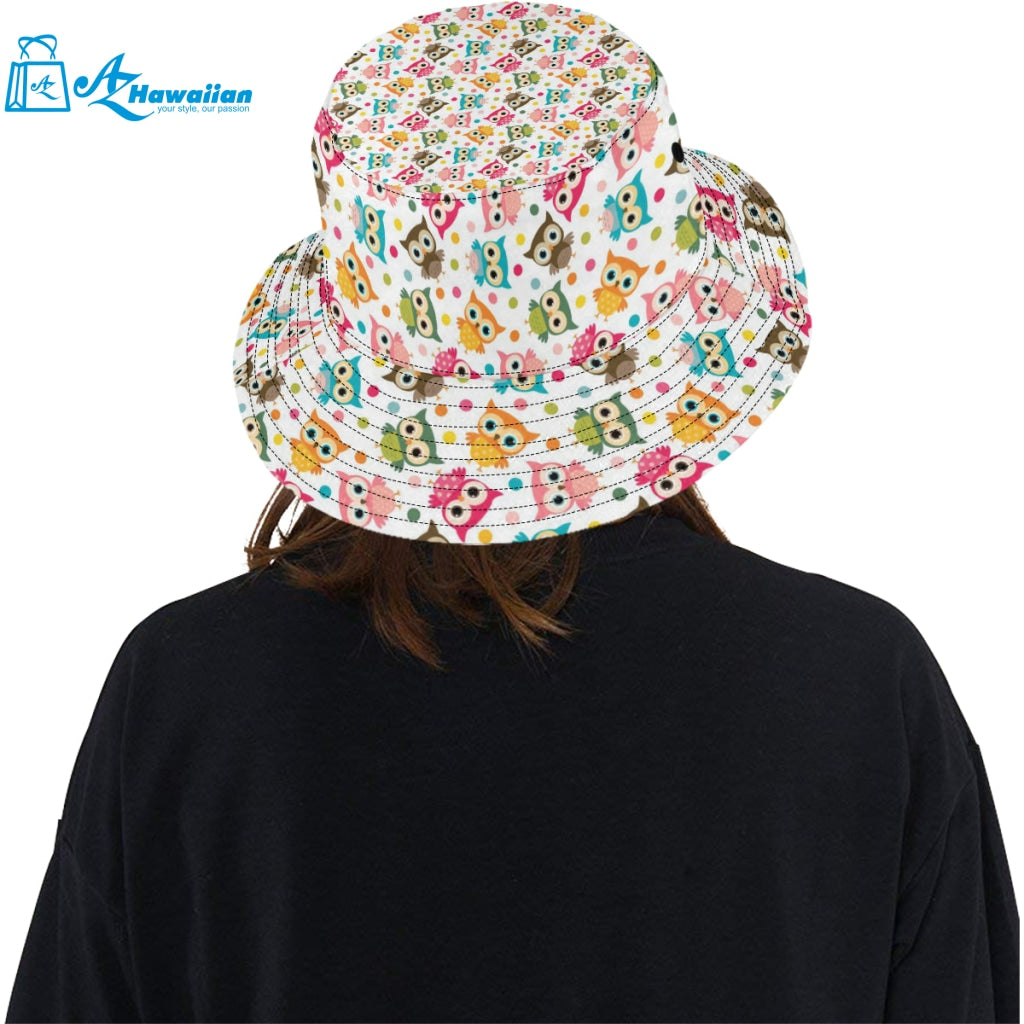 Color cute owl pattern Unisex Bucket Hat