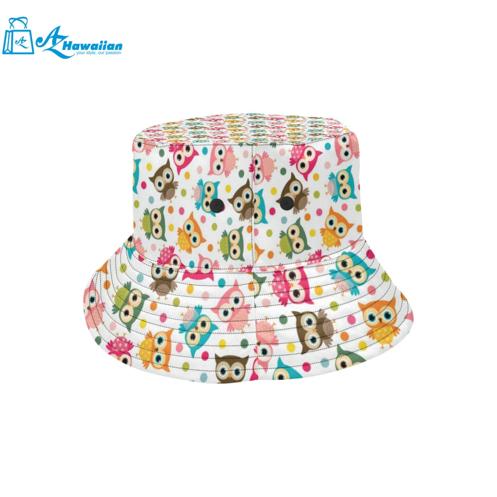 Color cute owl pattern Unisex Bucket Hat