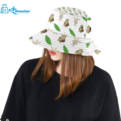 Color hand drawn cacao pattern Unisex Bucket Hat