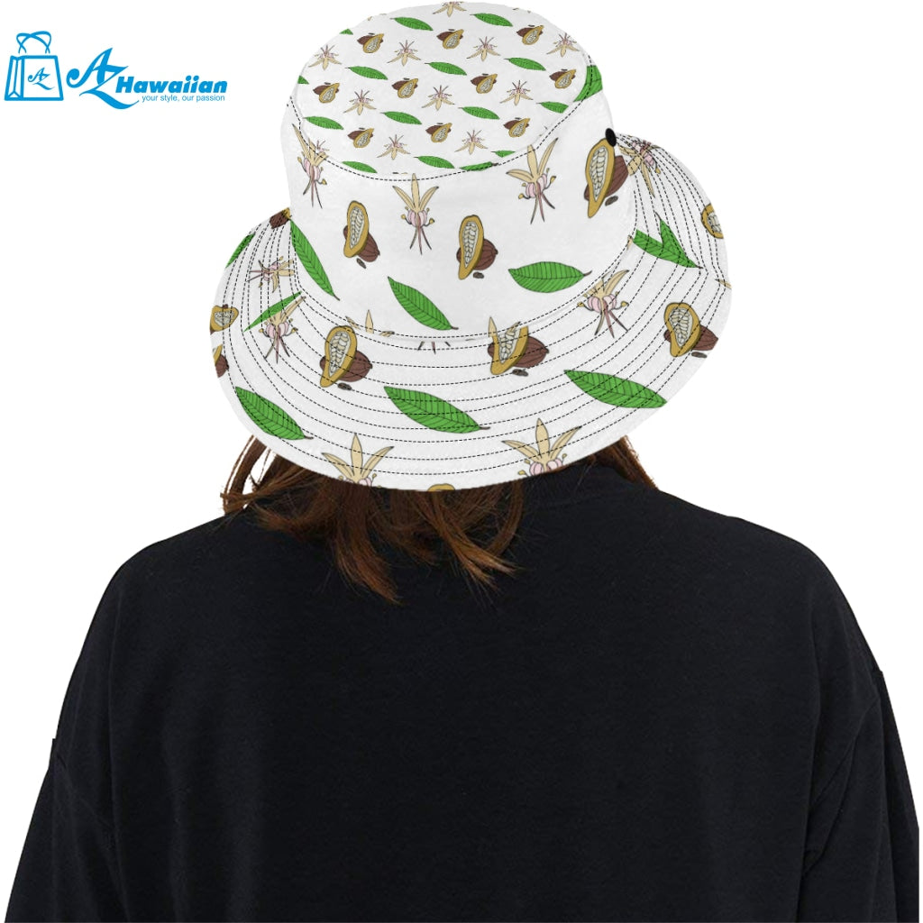 Color hand drawn cacao pattern Unisex Bucket Hat