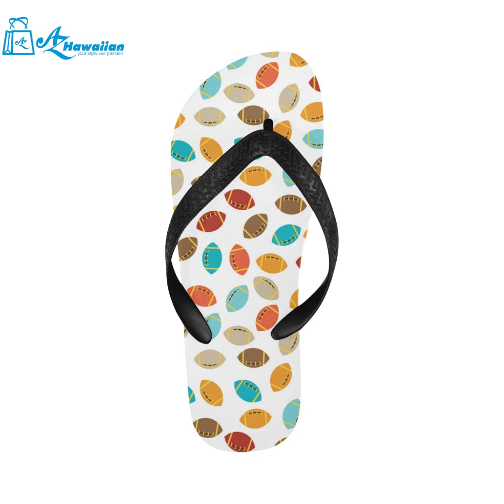 Colorful american football ball pattern Unisex Flip Flops