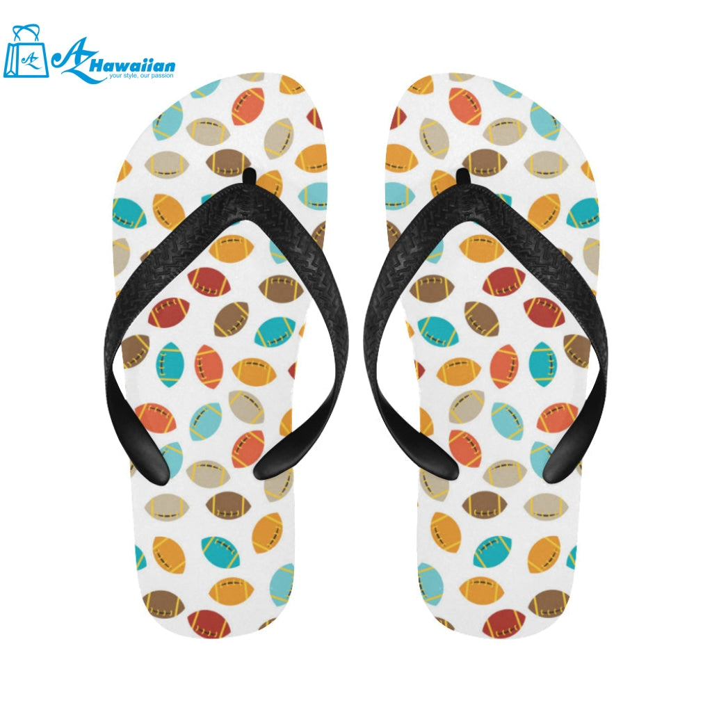 Colorful american football ball pattern Unisex Flip Flops