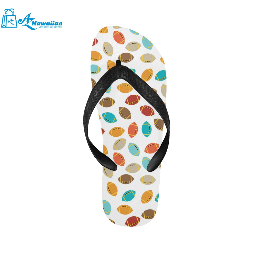 Colorful american football ball pattern Unisex Flip Flops