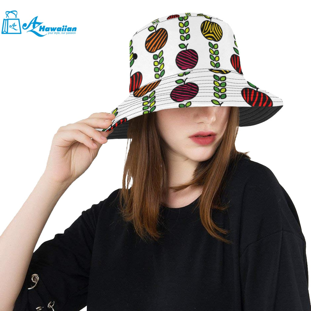 colorful apples leave zebra stripe Unisex Bucket Hat