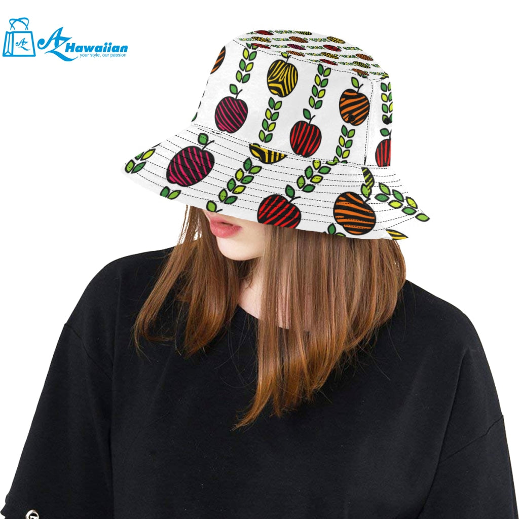 colorful apples leave zebra stripe Unisex Bucket Hat