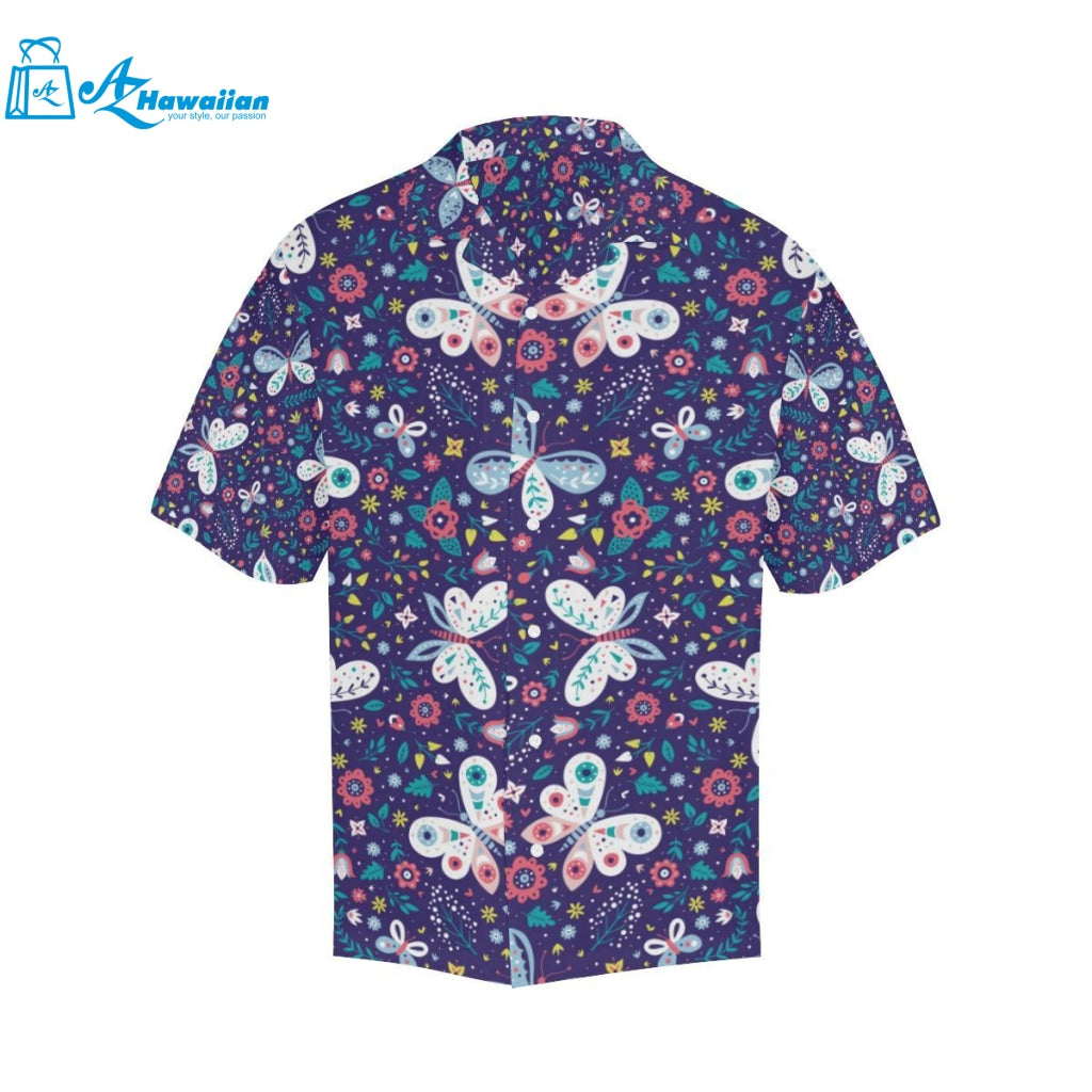 Colorful Butterfly Flower Pattern.eps Mens All Over Print Hawaiian Shirt