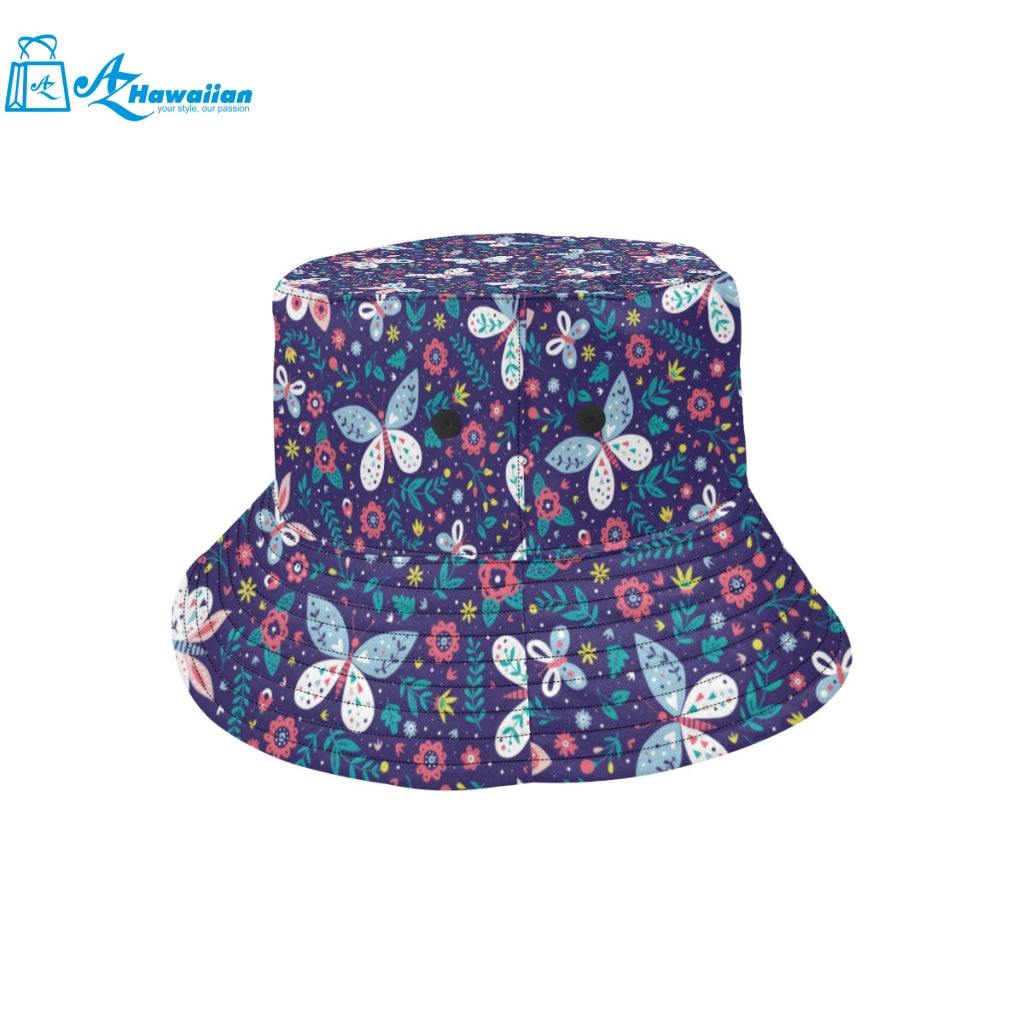 Colorful butterfly flower pattern.eps Unisex Bucket Hat