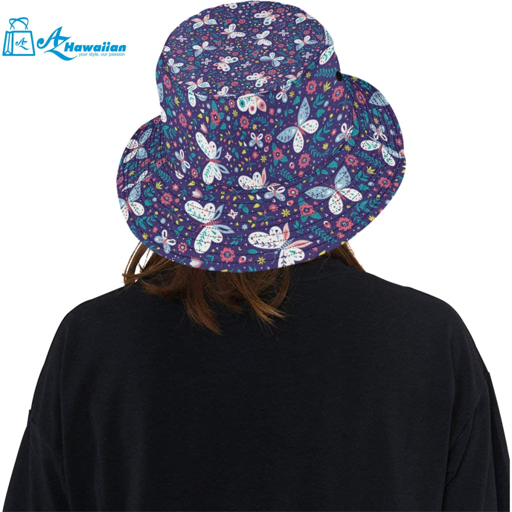 Colorful butterfly flower pattern.eps Unisex Bucket Hat