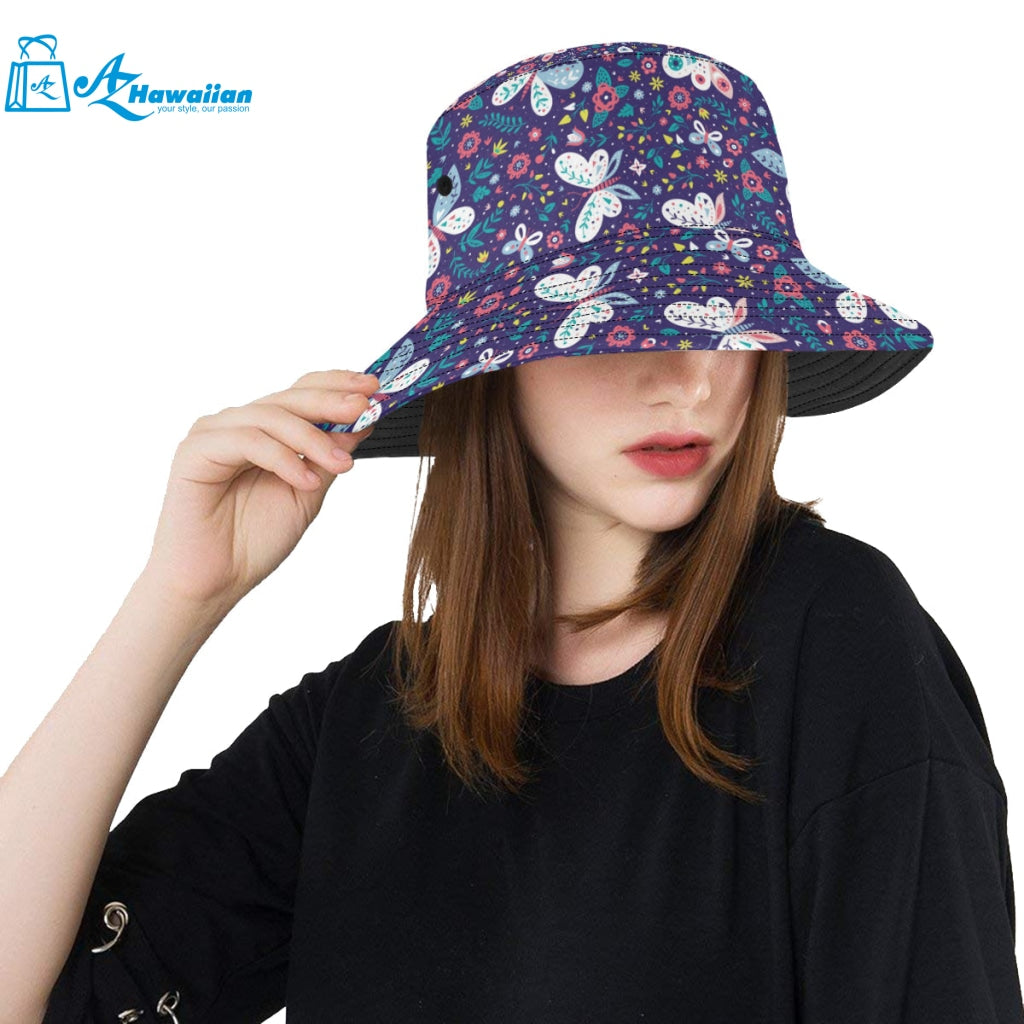 Colorful butterfly flower pattern.eps Unisex Bucket Hat