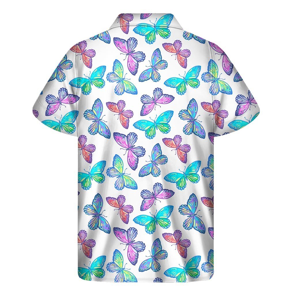 Colorful Butterfly Pattern Print Mens Short Sleeve Shirt Hawaiian