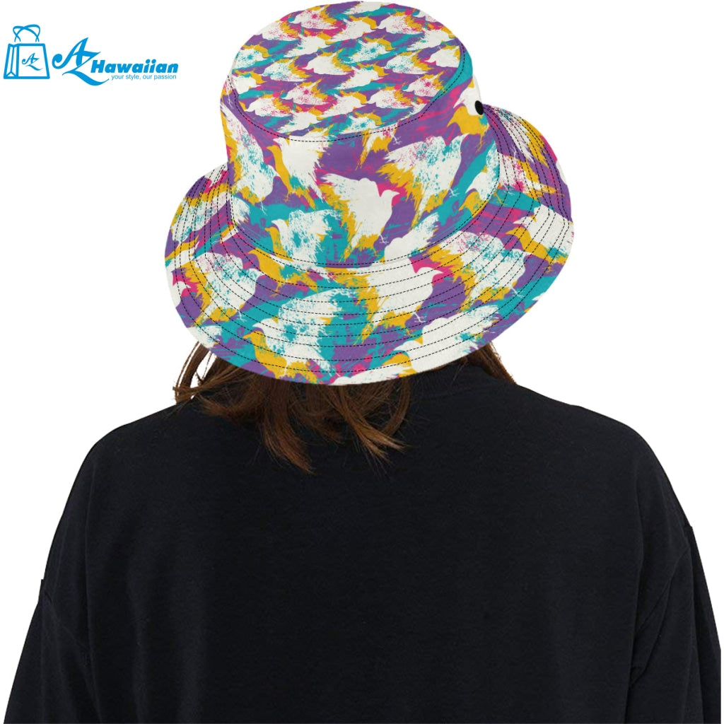 Colorful crow illustration pattern Unisex Bucket Hat