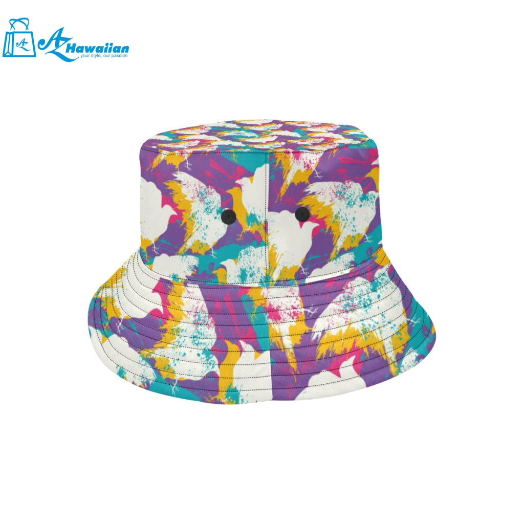 Colorful crow illustration pattern Unisex Bucket Hat