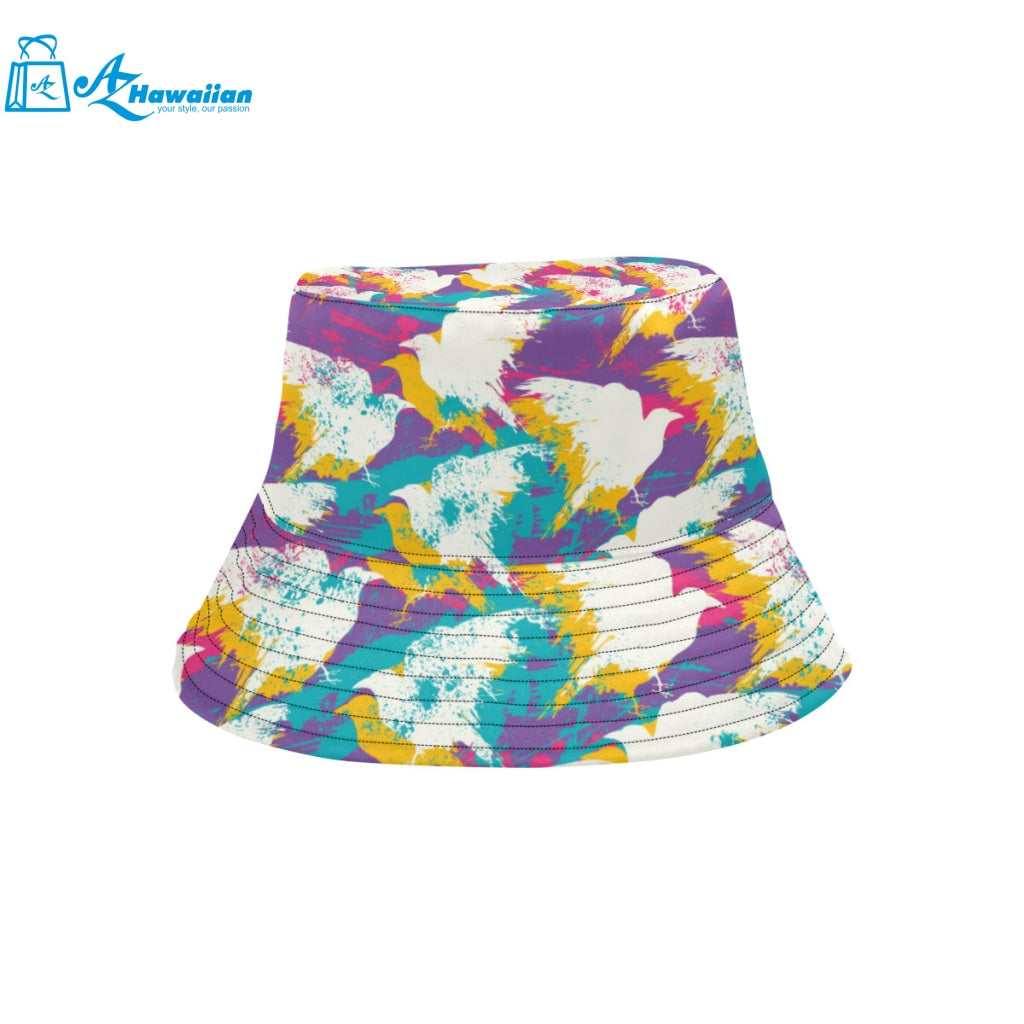 Colorful crow illustration pattern Unisex Bucket Hat