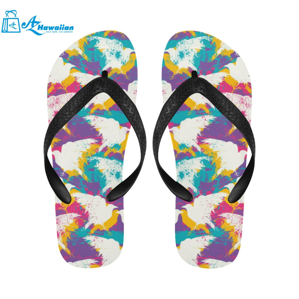 Colorful crow illustration pattern Unisex Flip Flops