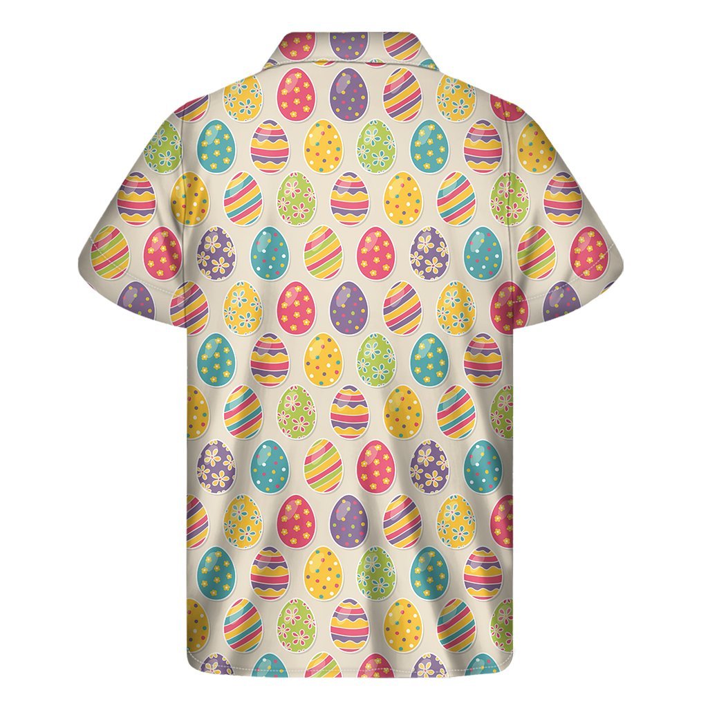 Colorful Cute Easter Eggs Pattern Print Mens Short Sleeve Shirt Hawaiian