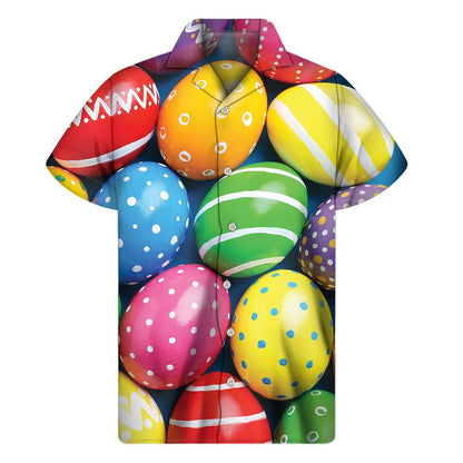 Colorful Easter Eggs Print Mens Short Sleeve Shirt Hawaiian