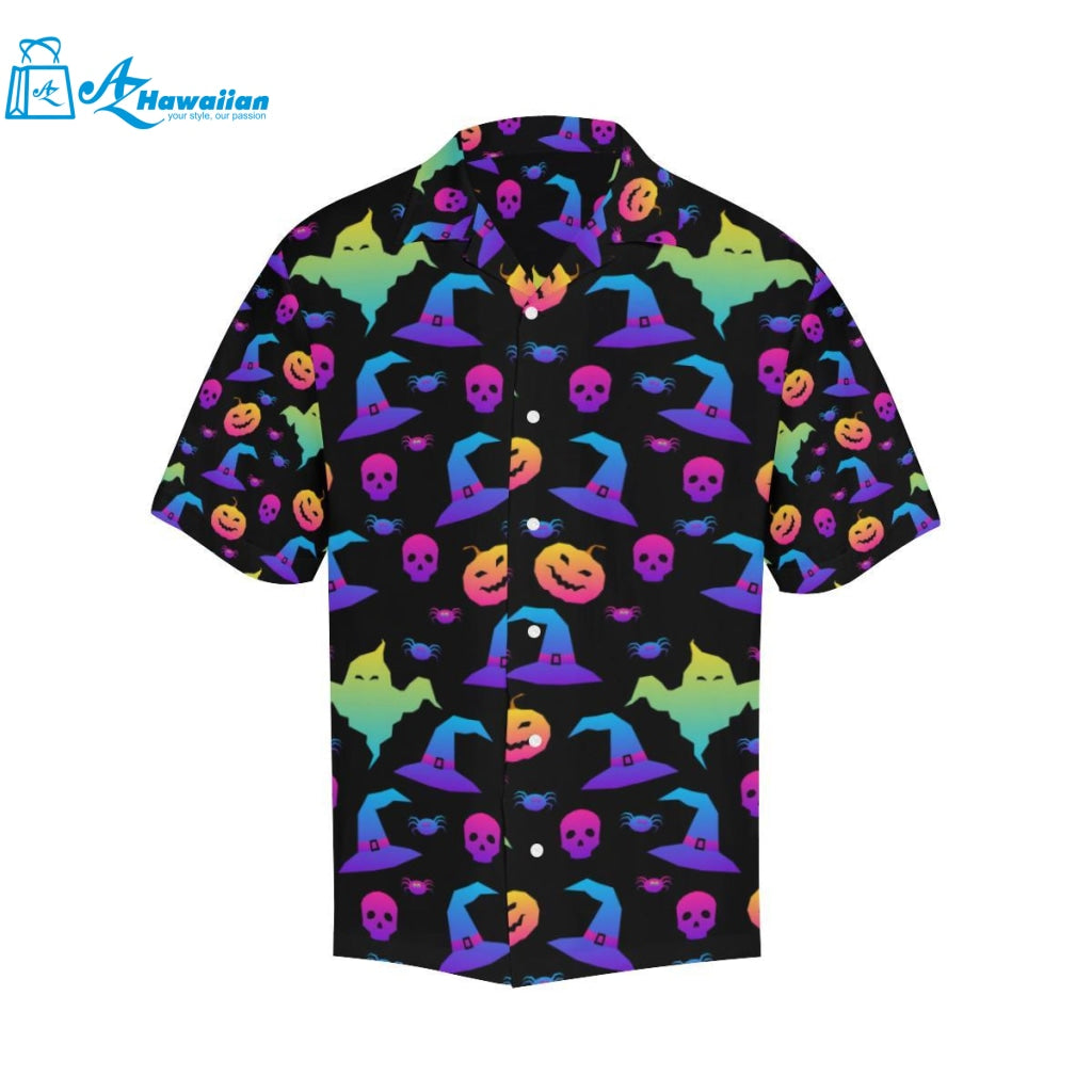 Colorful Halloween Background Mens All Over Print Hawaiian Shirt