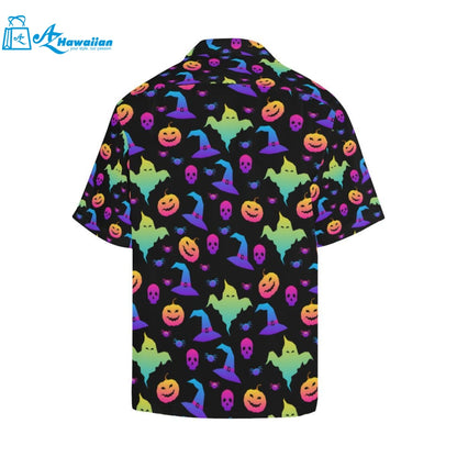 Colorful Halloween Background Mens All Over Print Hawaiian Shirt