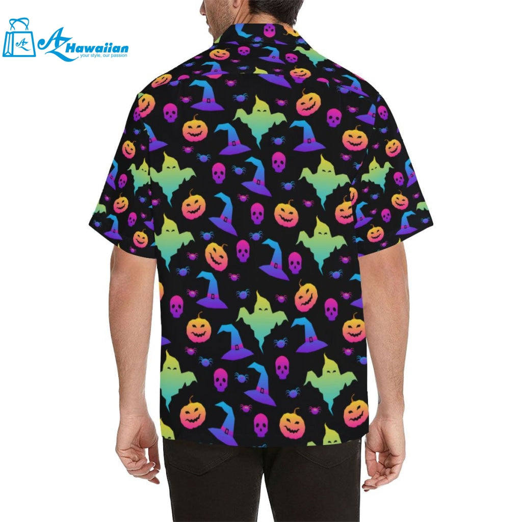 Colorful Halloween Background Mens All Over Print Hawaiian Shirt