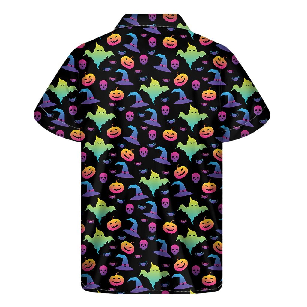 Colorful Halloween Party Pattern Print Mens Short Sleeve Shirt Hawaiian