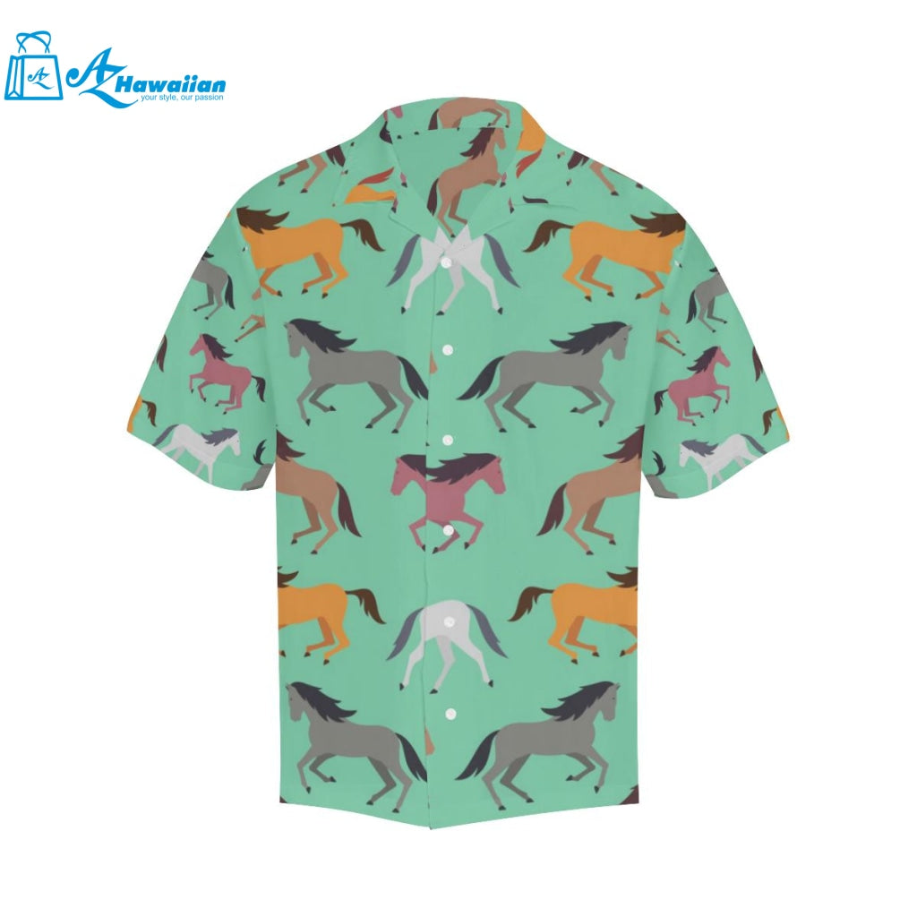 Colorful Horses Pattern Mens All Over Print Hawaiian Shirt