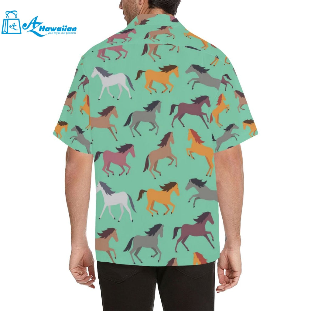 Colorful Horses Pattern Mens All Over Print Hawaiian Shirt