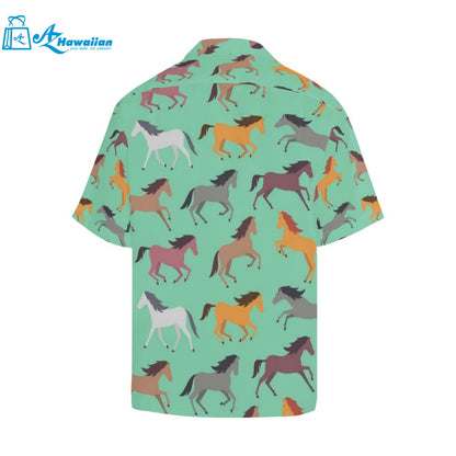 Colorful Horses Pattern Mens All Over Print Hawaiian Shirt