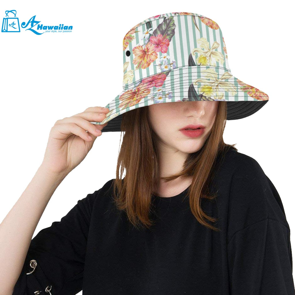 Colorful orchid flower pattern Unisex Bucket Hat