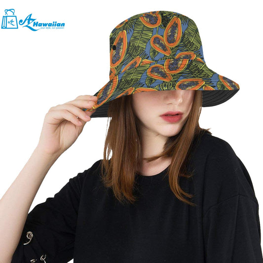 Colorful papaya tropical leaves Unisex Bucket Hat