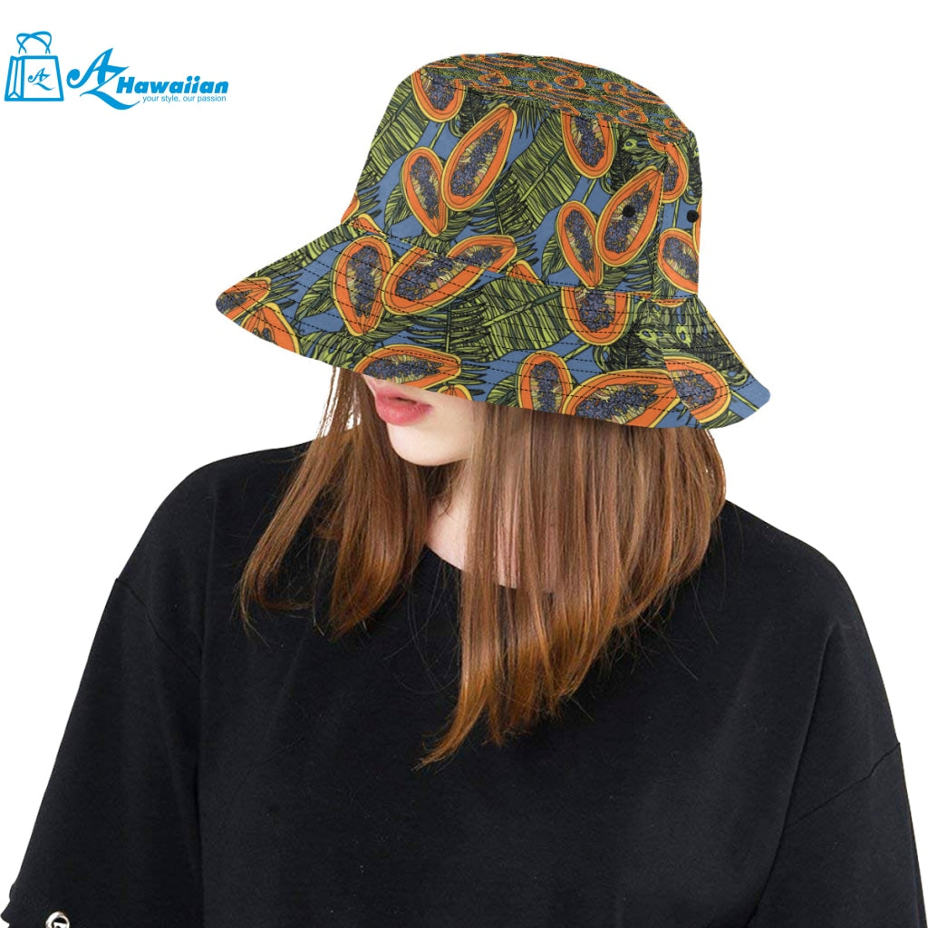 Colorful papaya tropical leaves Unisex Bucket Hat