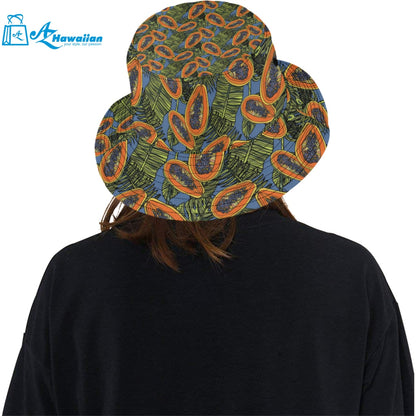 Colorful papaya tropical leaves Unisex Bucket Hat