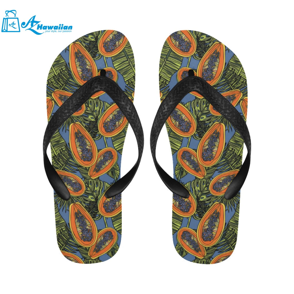 Colorful papaya tropical leaves Unisex Flip Flops