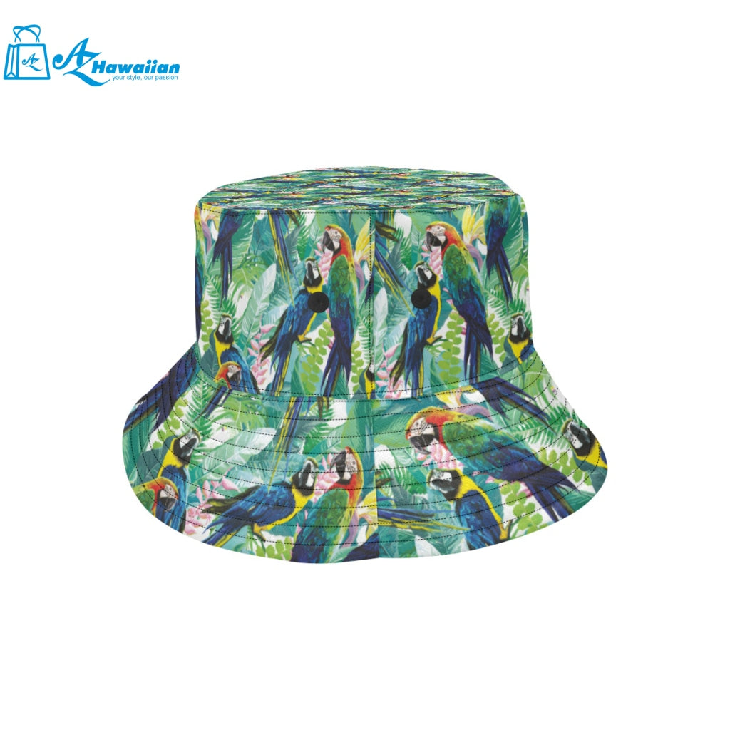 Colorful parrot exotic flower leaves Unisex Bucket Hat