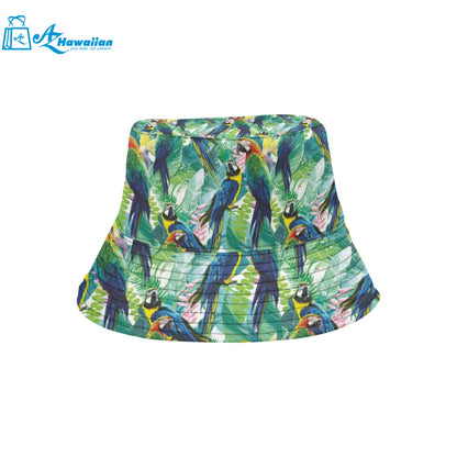 Colorful parrot exotic flower leaves Unisex Bucket Hat