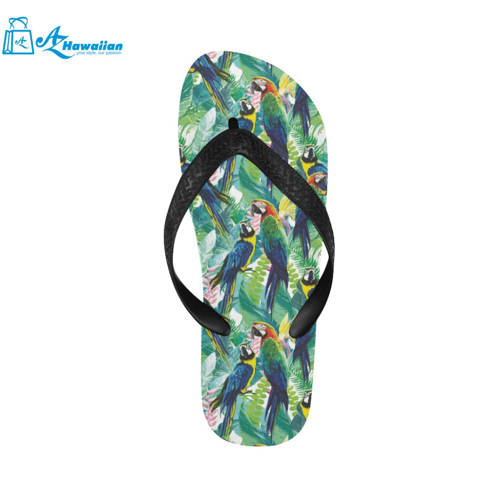 Colorful parrot exotic flower leaves Unisex Flip Flops