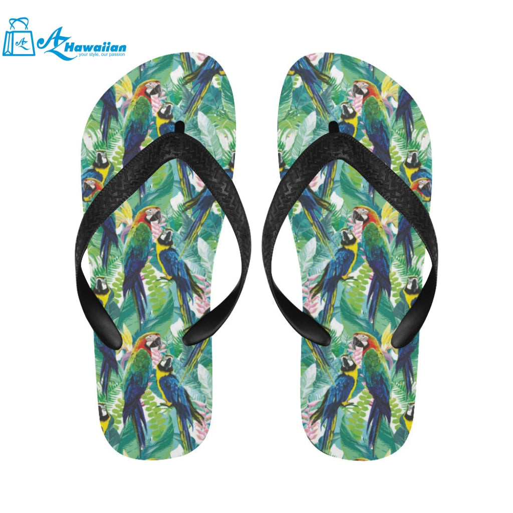 Colorful parrot exotic flower leaves Unisex Flip Flops