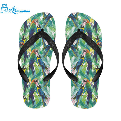 Colorful parrot exotic flower leaves Unisex Flip Flops