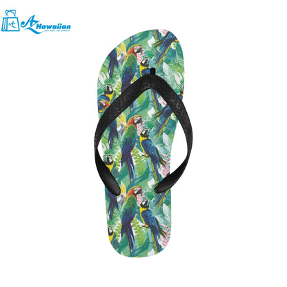 Colorful parrot exotic flower leaves Unisex Flip Flops