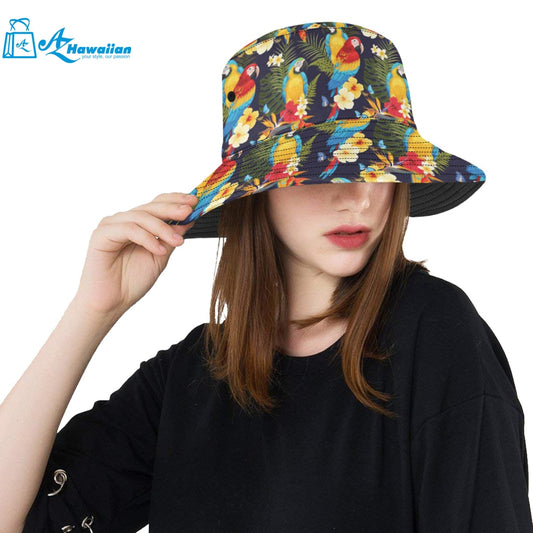 Colorful parrot flower pattern Unisex Bucket Hat