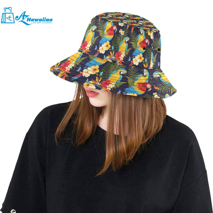 Colorful parrot flower pattern Unisex Bucket Hat