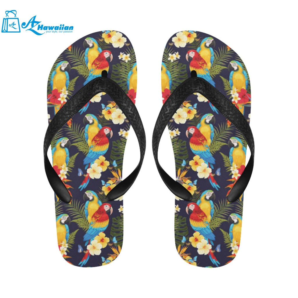 Colorful parrot flower pattern Unisex Flip Flops