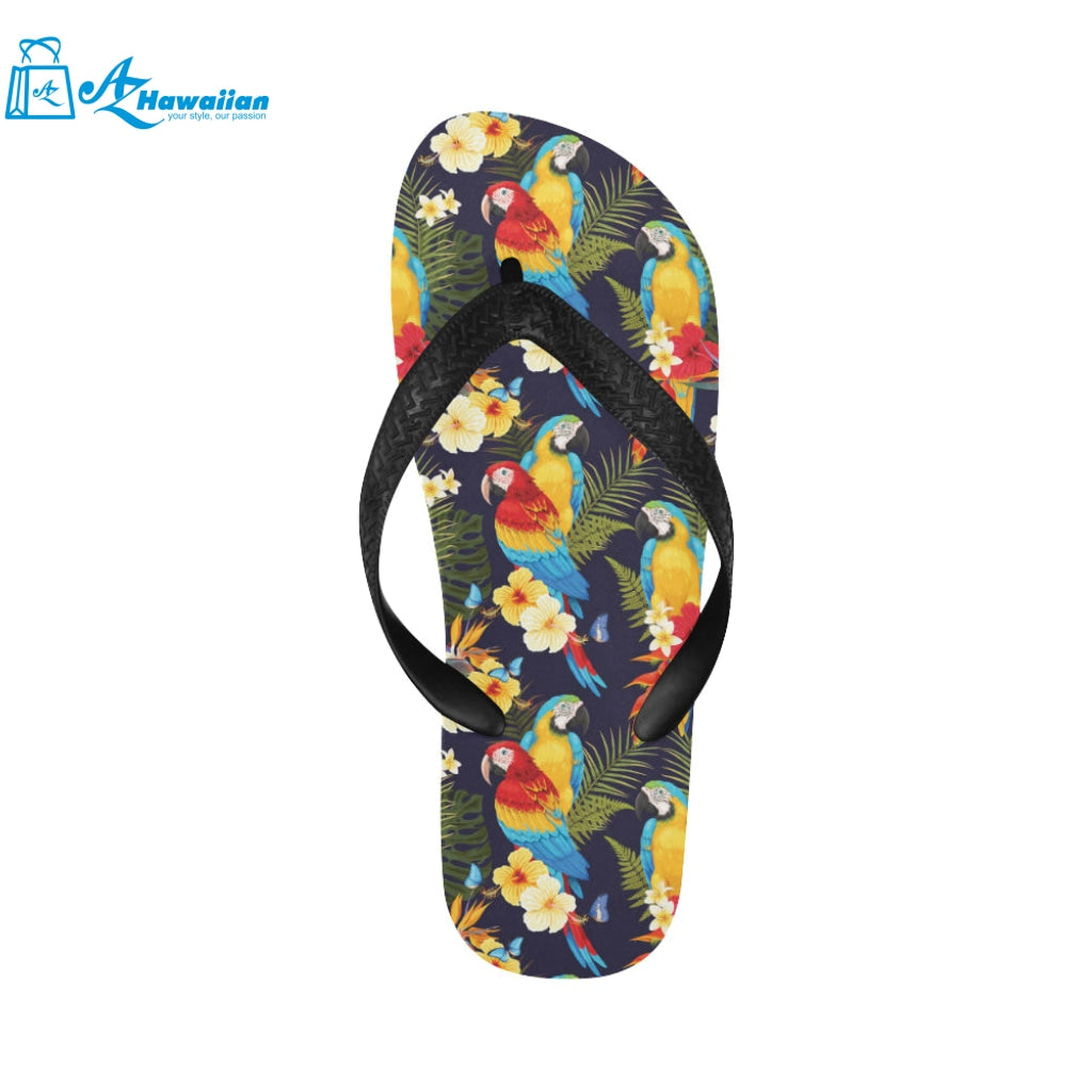 Colorful parrot flower pattern Unisex Flip Flops