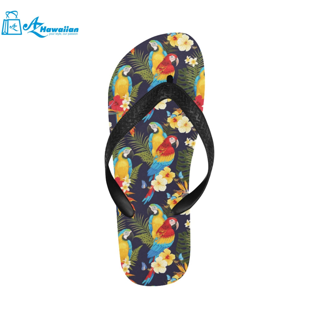 Colorful parrot flower pattern Unisex Flip Flops