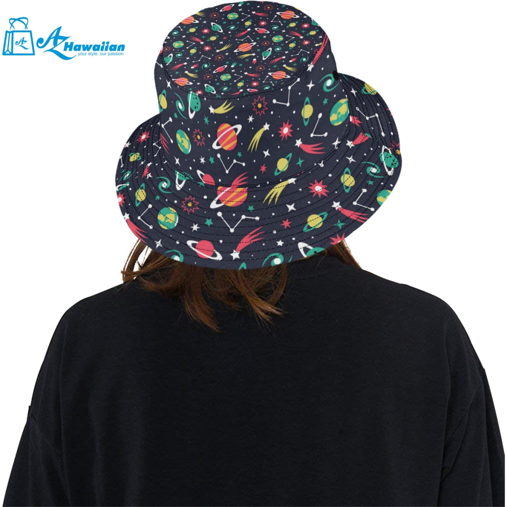 colorful space pattern planet star Unisex Bucket Hat