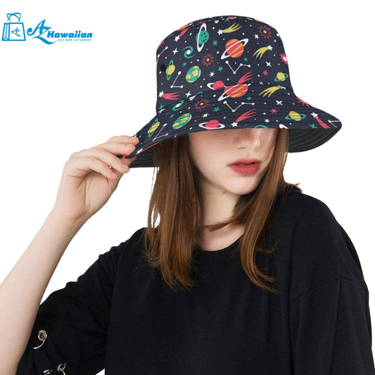 colorful space pattern planet star Unisex Bucket Hat