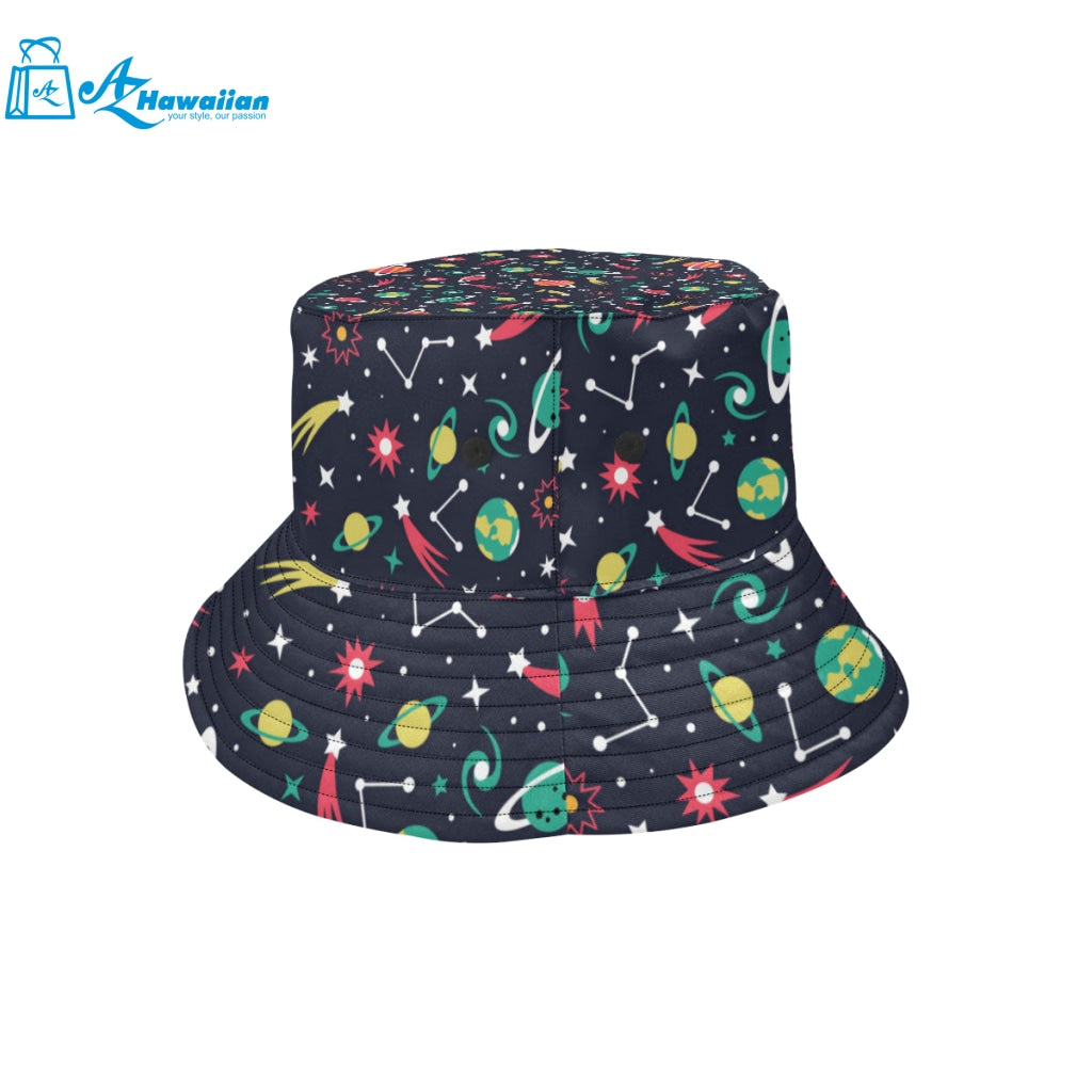 colorful space pattern planet star Unisex Bucket Hat